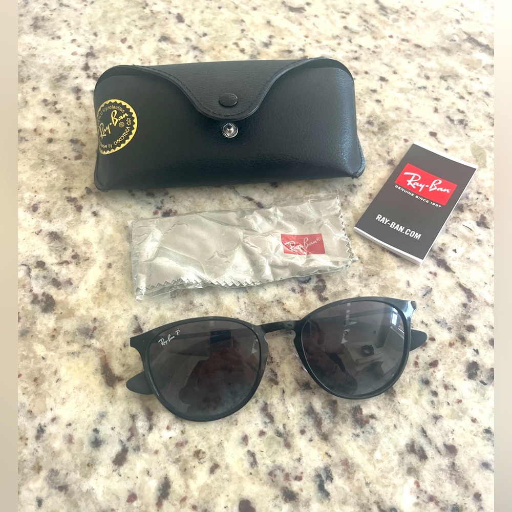 Ray-Ban Erika Metal Polished Black Sunglasses